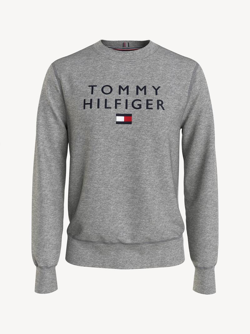 Férfi Tommy Hilfiger Tommy flag Pulóverek Szürke | HU 922QMA